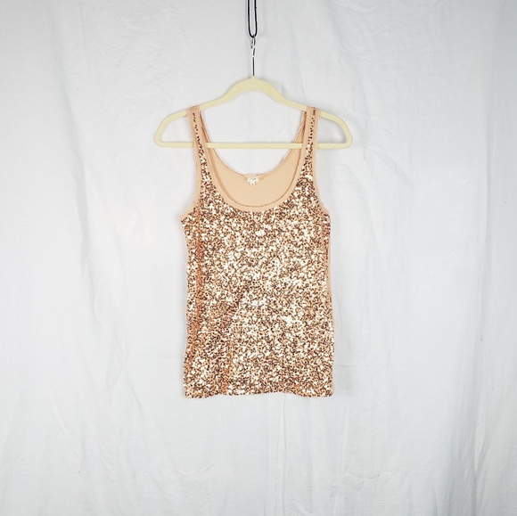 J.crew salmon sequin tank top size S - Picture 1 of 4